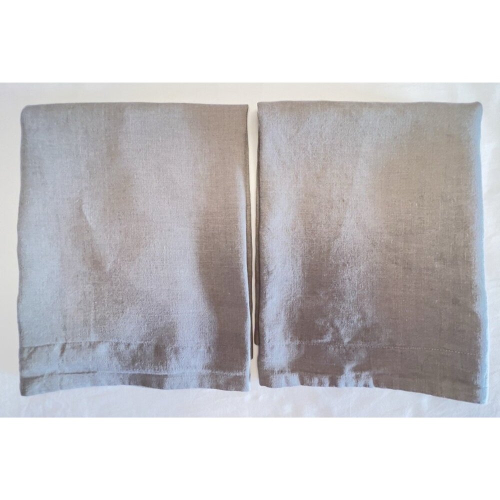 RESTORATION HARDWARE Pillow Sham Stonewashed Belgian Linen Gray Pair Luxury Bed - Picture 5 of 12